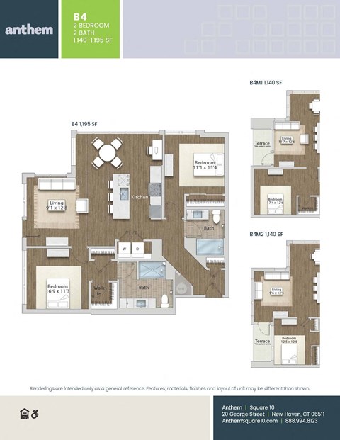 Floor plan for 2 beds, 2 baths, 1140 sqft
